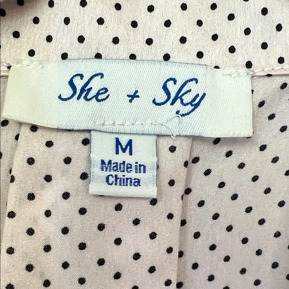 She + Sky Black And Pink Polka Dot Pajama Set Size M